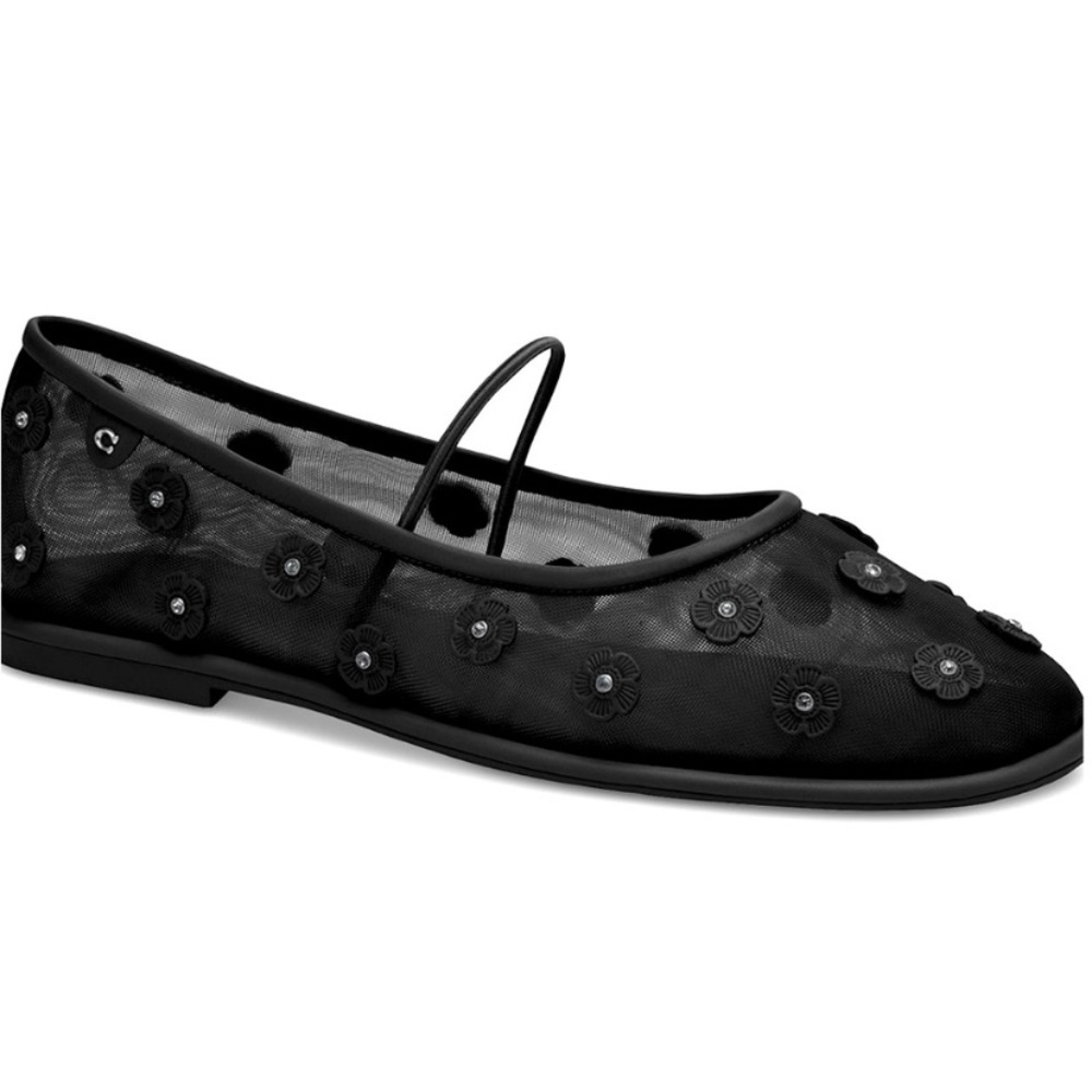 NEW WITH BOX COACH WOMEN'S EMILIA MARY JANE BALLET FLATS BLACK  MESH SZ 10‎ - Picture 9 of 11